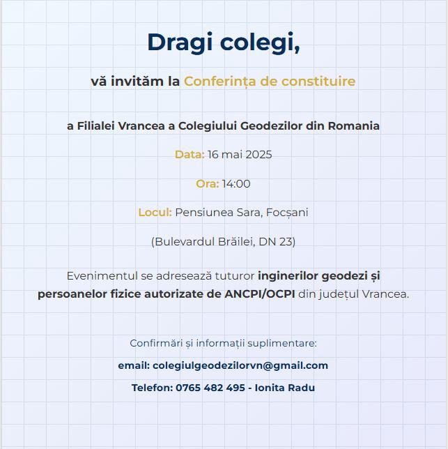 Invitație conferința de constituire Vrancea