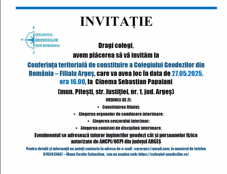 Invitație conferința de constituire Argeș