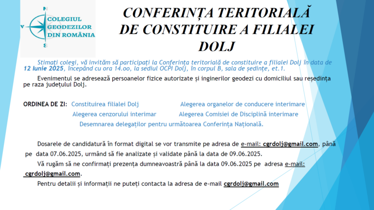 Invitație conferința de constituire Dolj