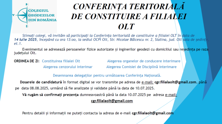 Invitație conferința de constituire Olt